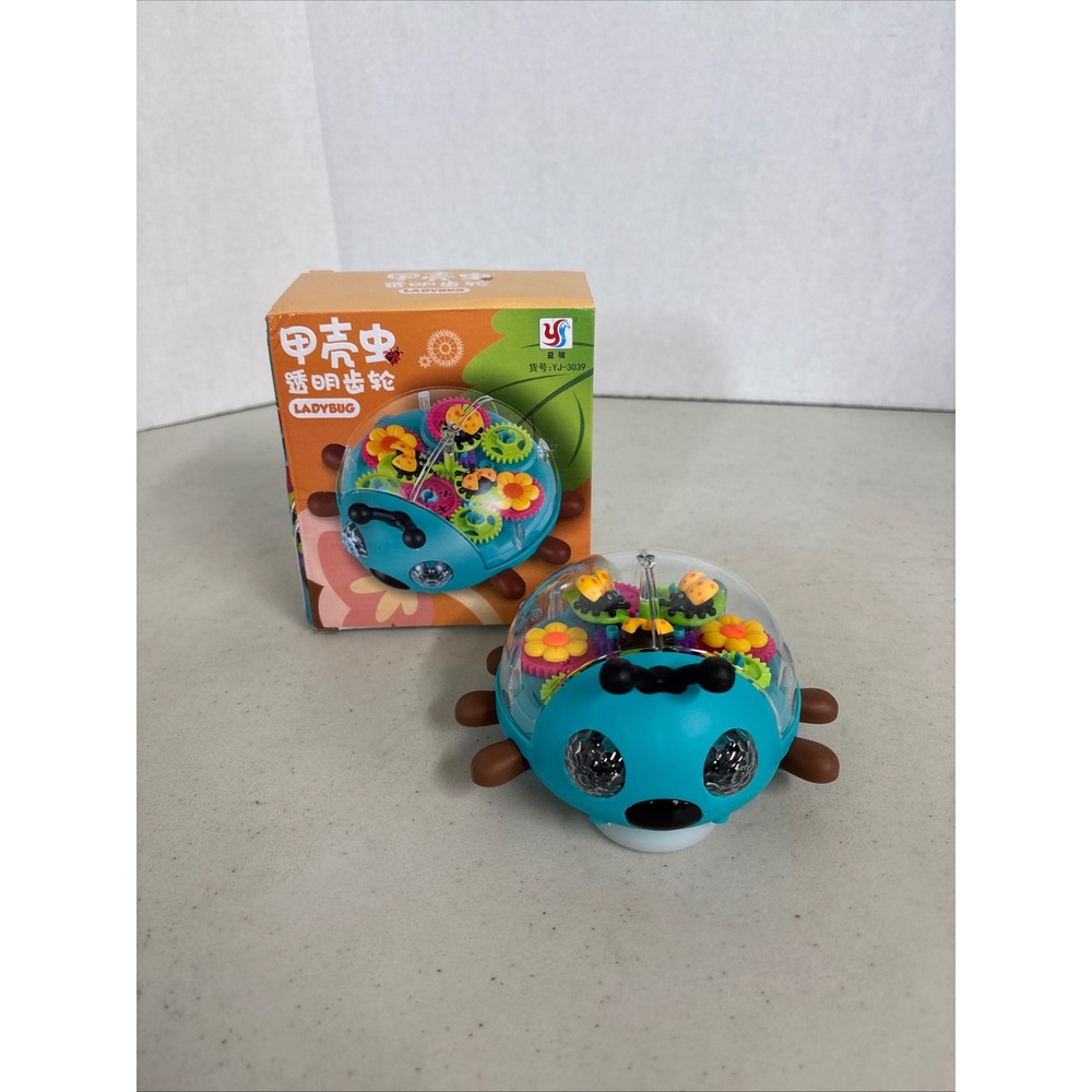 YJ Toys Blue Ladybug Gear Toy YJ-3039 Clear‎ Dome Mechanical Moving Beetle NEW